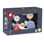 Janod Zabawka do ciągnięcia drewniane zajączki Zigolos