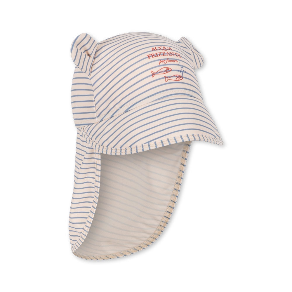 Konges Slojd Czapka przeciwsłoneczna dziecięca z uszkami Aster Stripe Bluie