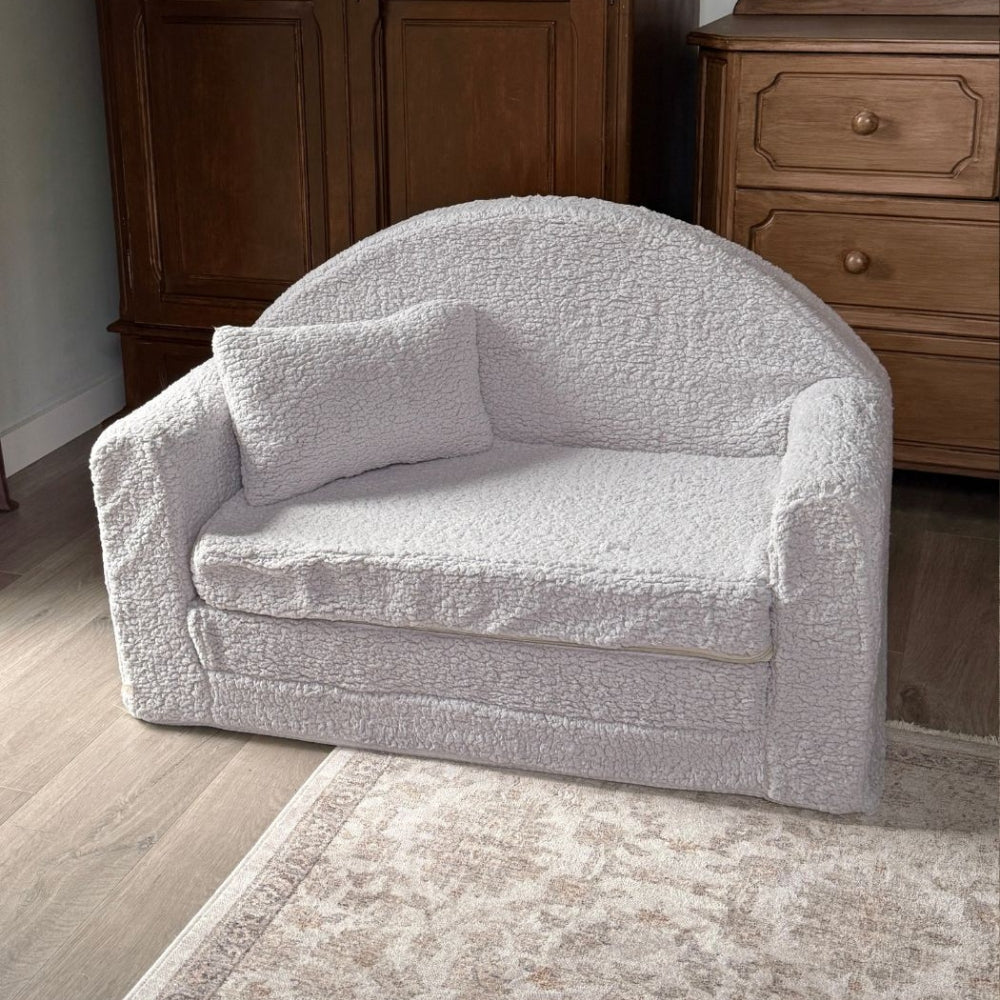 Muzpony Futrzana rozkładana mini sofa dziecięca Szara