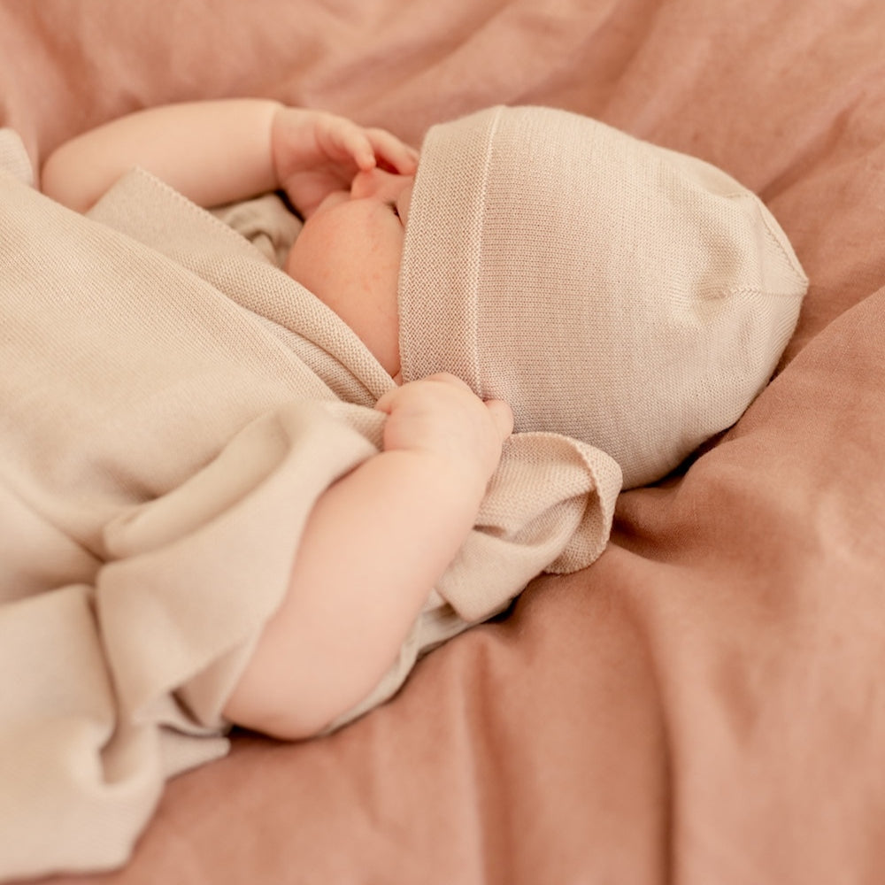 Yarnami by Poofi Zestaw merino Cozy dla niemowlaka piaskowy