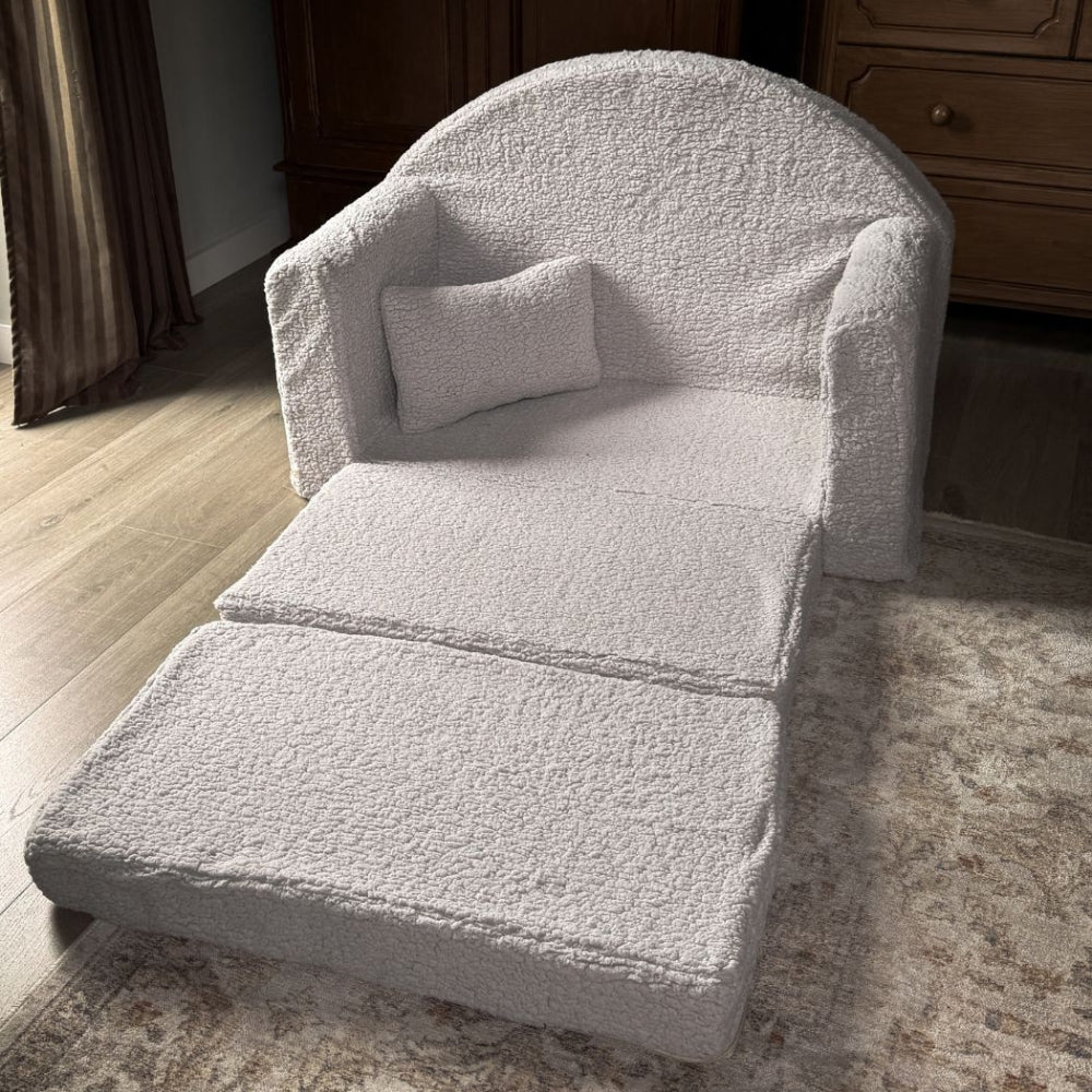 Muzpony Futrzana rozkładana mini sofa dziecięca Szara