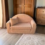 Muzpony Futrzana rozkładana mini sofa dziecięca Teddy premium beige - Personalizacja