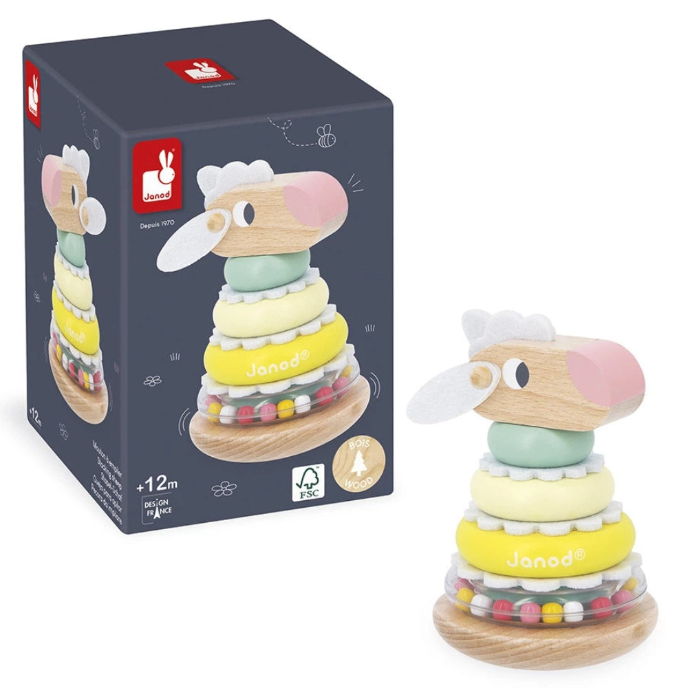 Janod Drewniana piramidka dla dzieci owca Zigolos