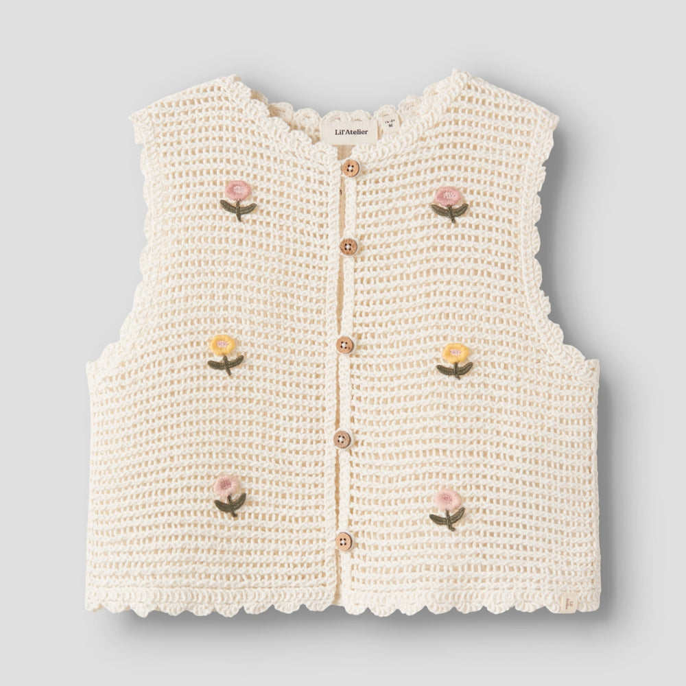 Lil’ Atelier Kamizelka niemowlęca dla dziewczynki Coconut Milk NMFFLORA