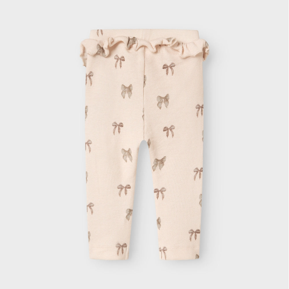 Lil’ Atelier Legginsy niemowlęce Slim Silver Peony Bow NBFGAVO