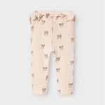 Lil’ Atelier Legginsy niemowlęce Slim Silver Peony Bow NBFGAVO
