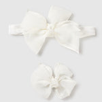 Mayoral Opaska elastyczna ze spinką z kokardką dla noworodka Cream