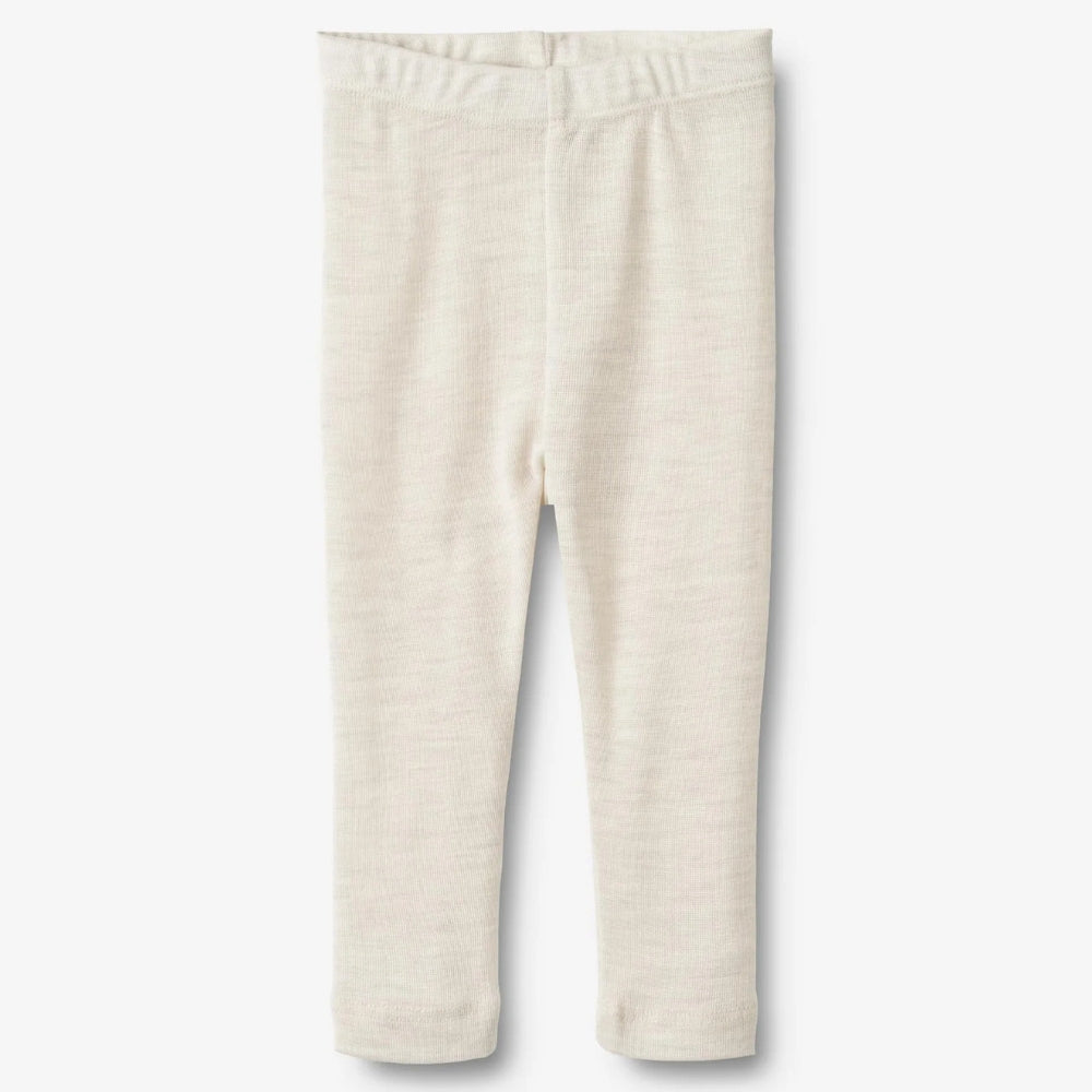 Wheat Legginsy dziecięce z wełny merino Eggshell Melange