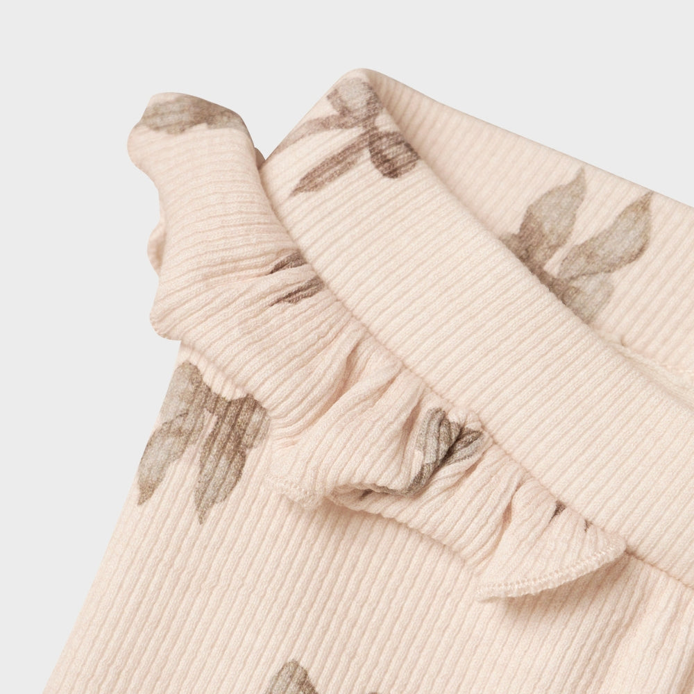 Lil’ Atelier Legginsy niemowlęce Slim Silver Peony Bow NBFGAVO