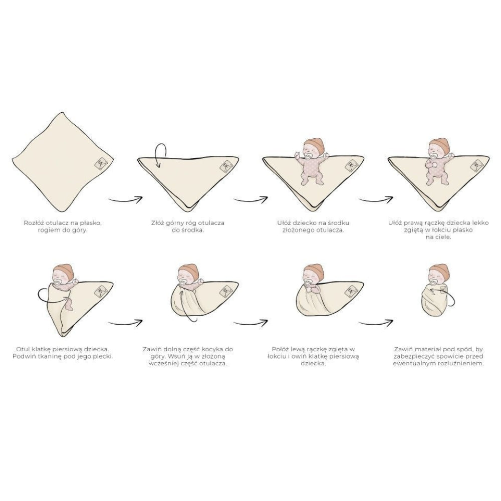 My Memi Otulacz z wełny merino cream Leaves - premium collection