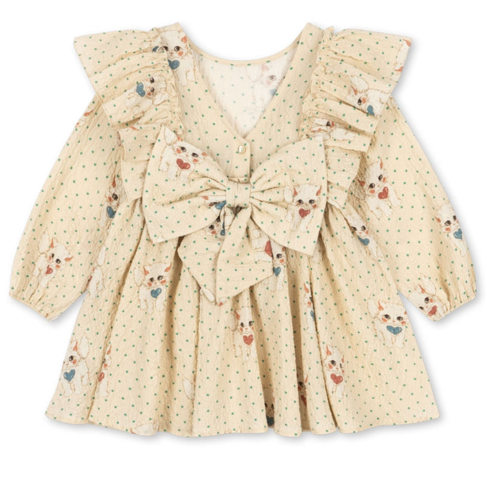 Konges Slojd Sukienka dla dziewczynki tiulowa Elin Bow Dot Miao Mist