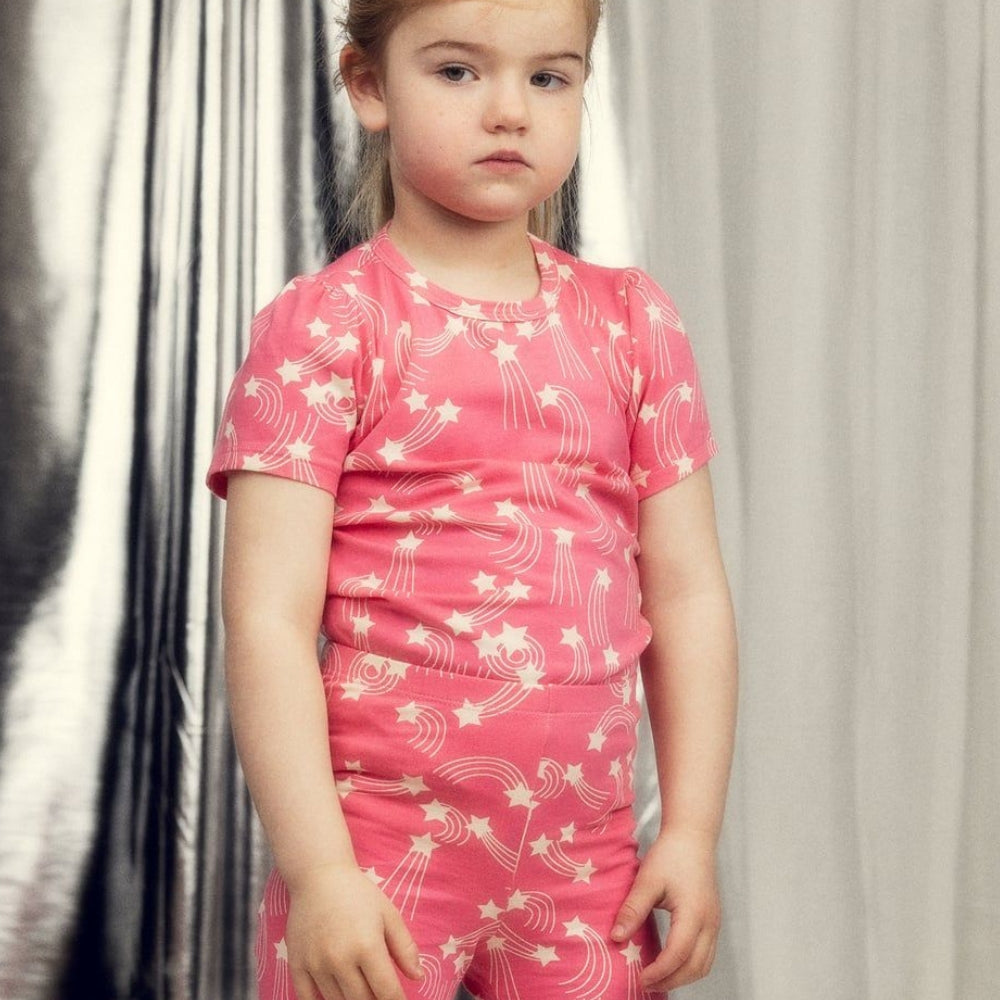 Mini Rodini Koszulka dla dziewczynki z krótkim rękawkiem Starfall Pink