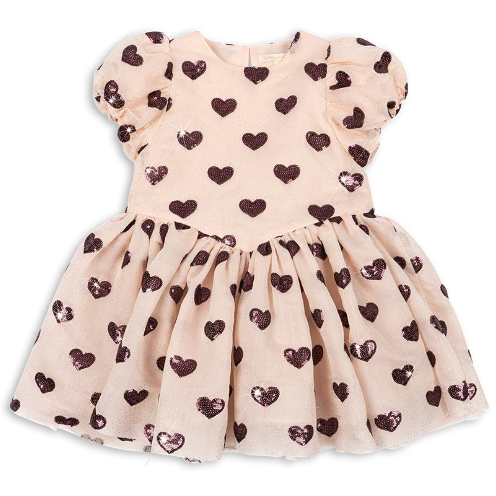 Konges Slojd Sukienka dla dziewczynki tiulowa z cekinami Heartlily Amour Plum