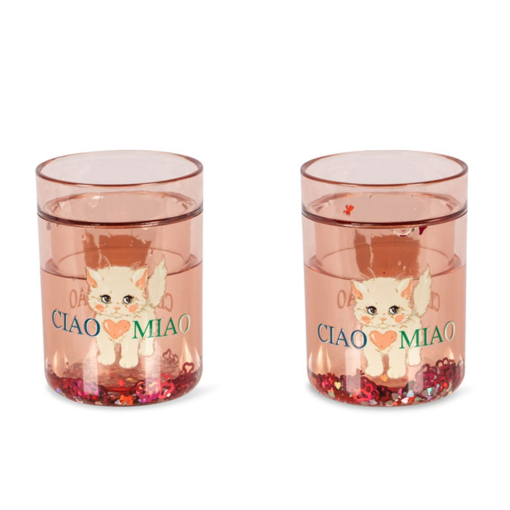 Konges Slojd Kubki dla dzieci brokatowe Ciao Miao 2szt