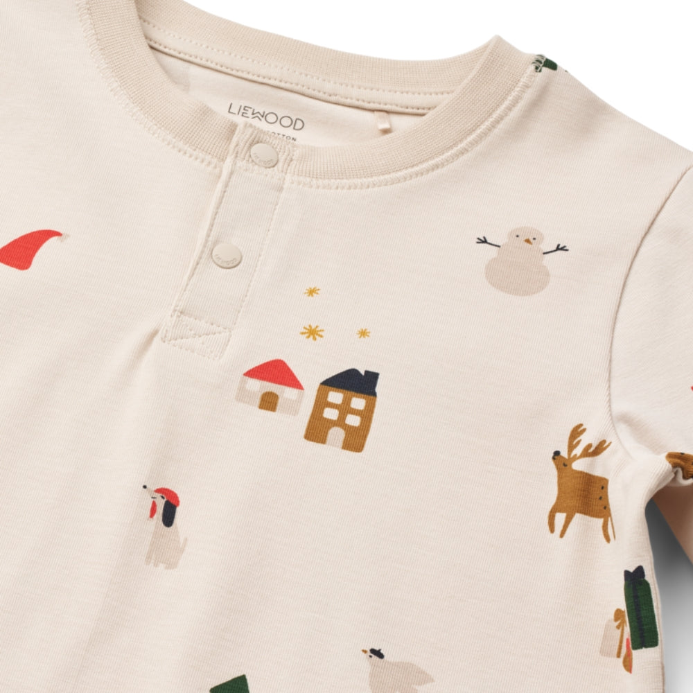 Liewood Piżama dla dziecka Wilhelm Grow Printed Holiday / Sandy