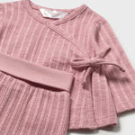 Mayoral Komplet dla dziewczynki 2-częściowy półśpioszki i koszulka z wiązaniem Rose