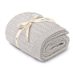 My Memi Otulacz z wełny merino light grey Leaves - premium collection