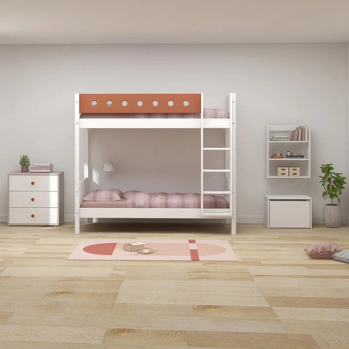 Flexa Łóżko dziecięce piętrowe z dodatkową wysokością z kolekcji White w kolorze White blush