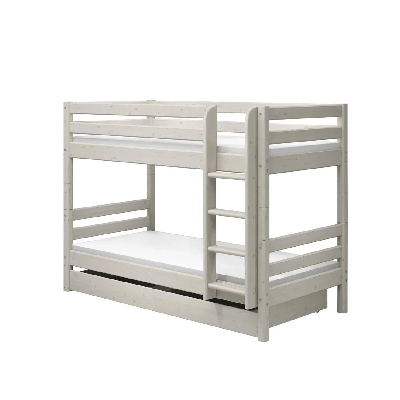 Flexa Łóżko dziecięce piętrowe z prostą drabinką Classic White Washed Pine