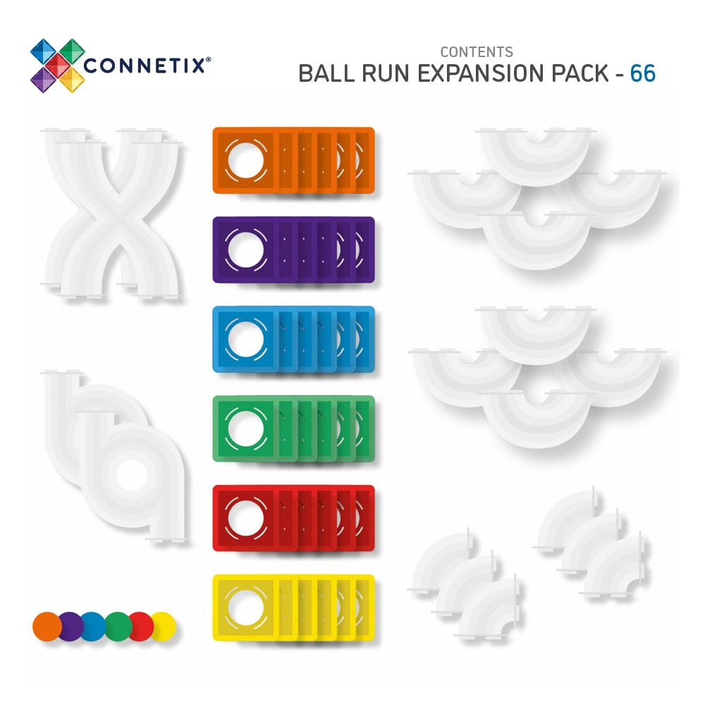 Connetix Klocki magnetyczne dla dzieci Rainbow Ball Run Expansion Pack 66el.