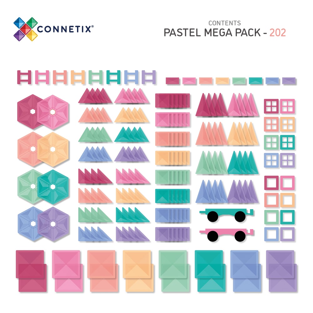 Connetix Klocki magnetyczne dla dzieci Pastel Mega Pack 202el.