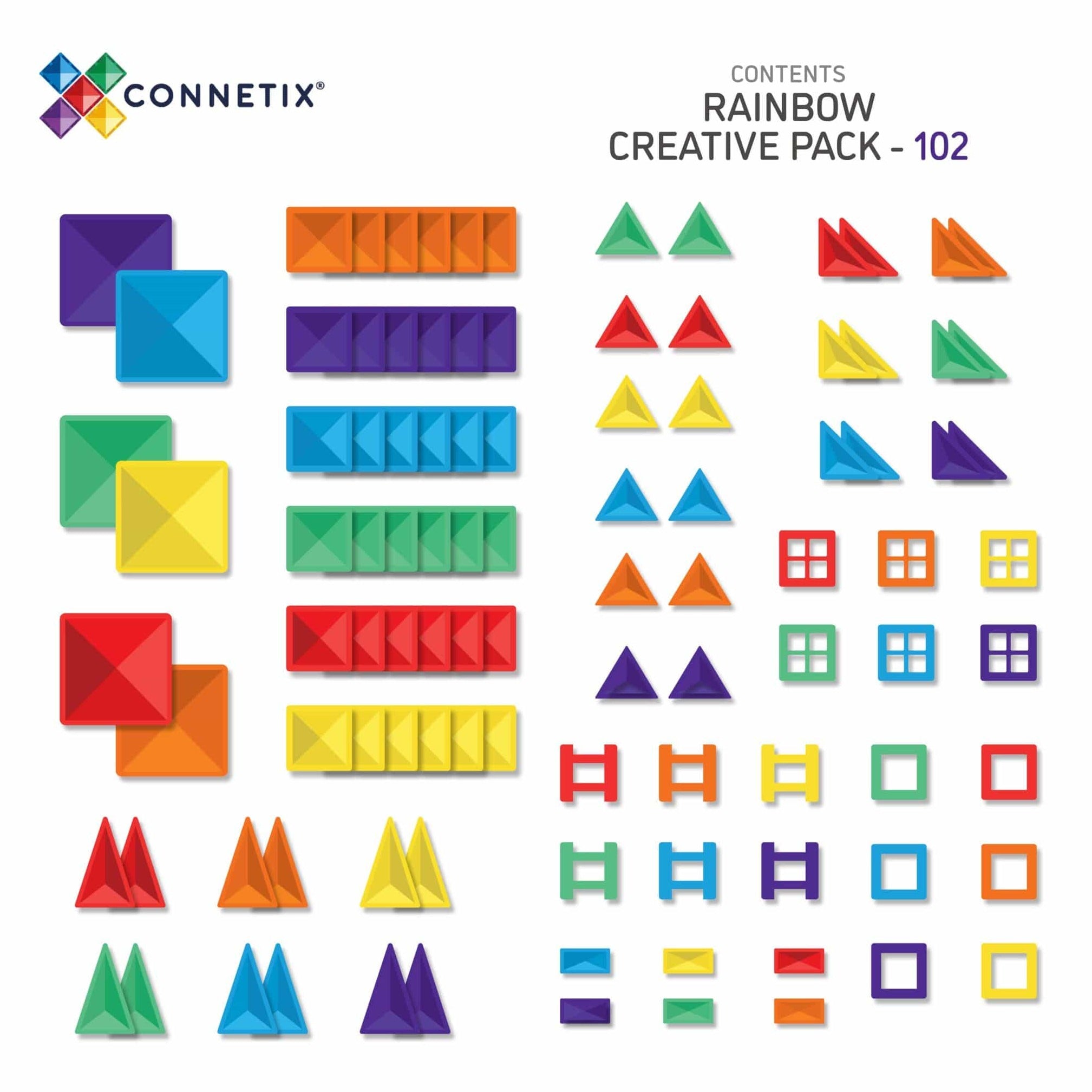 Connetix Klocki magnetyczne dla dzieci Rainbow Creative Pack 102el.