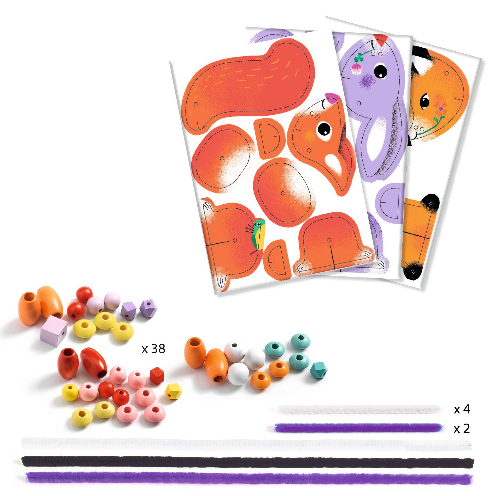 Djeco Zestaw artystyczny nawlekanki zwierzątka