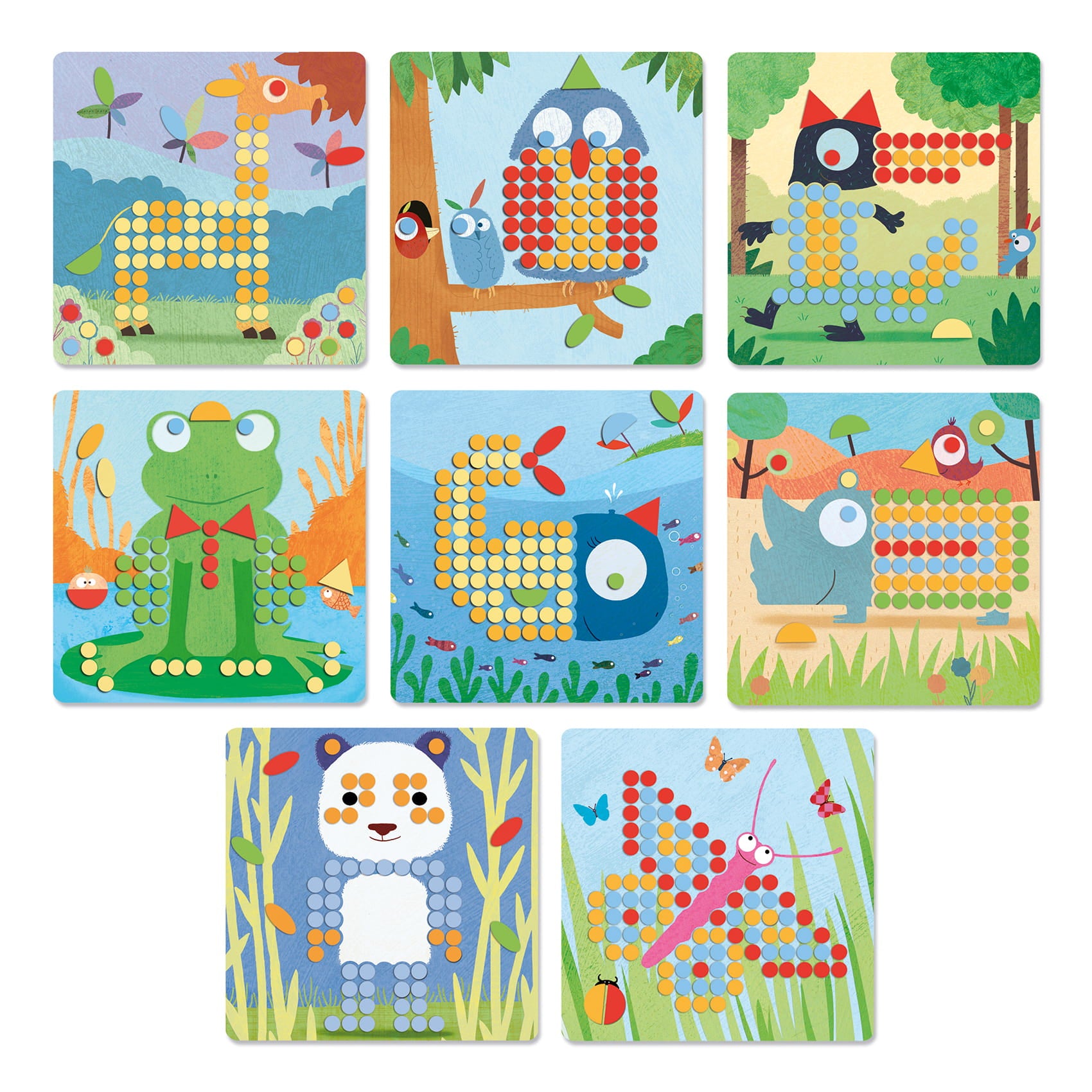 Djeco Zestaw artystyczny Układanka Mozaika Rigolo zwierzęta