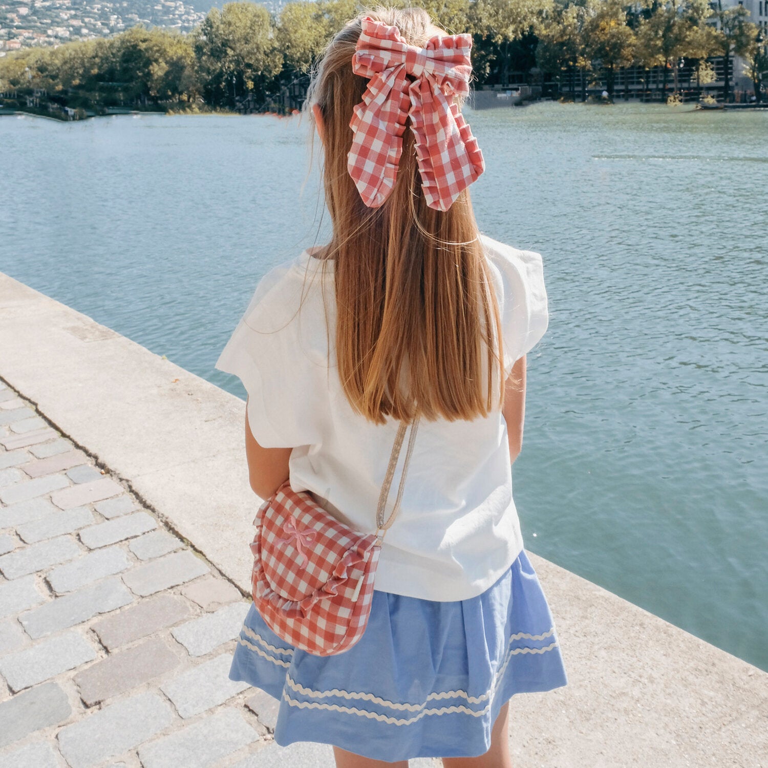 Rockahula Spinka do włosów dla dziewczynki w formie kokardki Gingham Ruffle