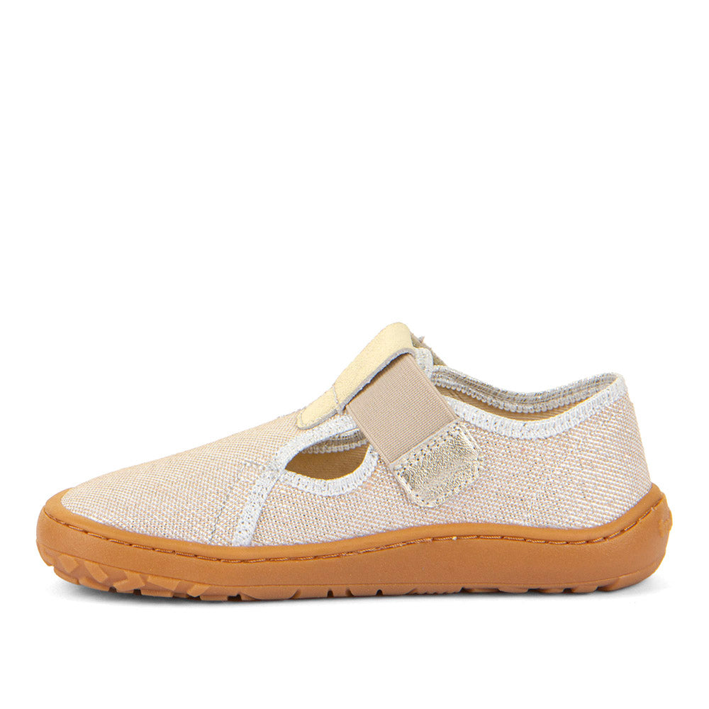 Froddo Buty dziecięce barefoot Canvas T-Bar Kremowy beż