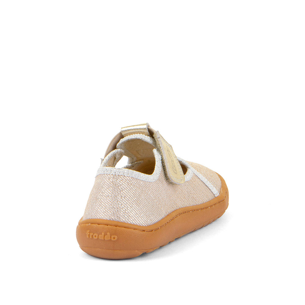 Froddo Buty dziecięce barefoot Canvas T-Bar Kremowy beż