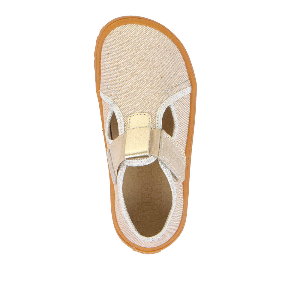 Froddo Buty dziecięce barefoot Canvas T-Bar Kremowy beż