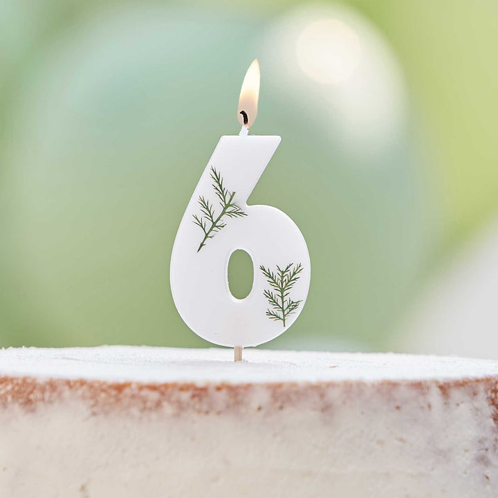 Gingerray świeczka na tort Leaf Foliage Number 6 Birthday Candle