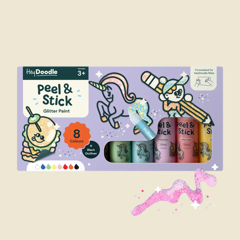 HeyDoodle Brokatowa Farba do Tworzenia Naklejek Peel & Stick Paint.