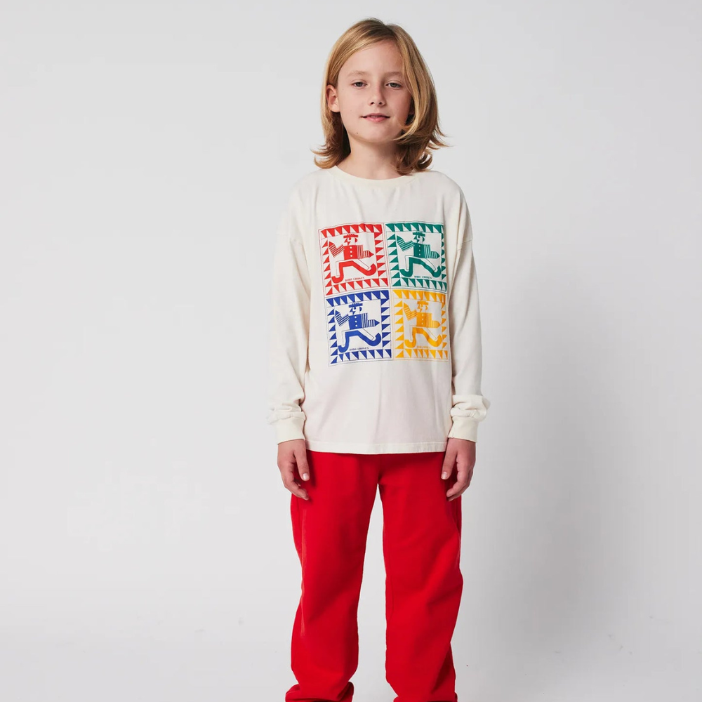 Bobo Choses Koszulka z długim rękawem Rainbow Mr Pencil Offwhite