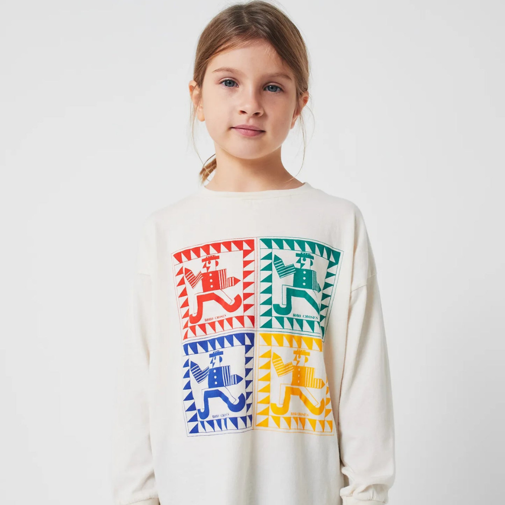 Bobo Choses Koszulka z długim rękawem Rainbow Mr Pencil Offwhite