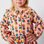 Bobo Choses Sztruksowa sukienka dla dziewczynki Dices all over Pink