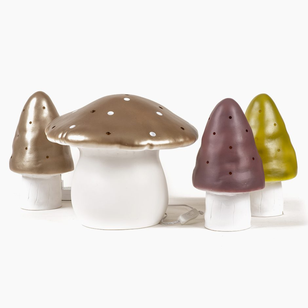 Minikane Lampka nocna w kształcie grzybka Złotobrązowa