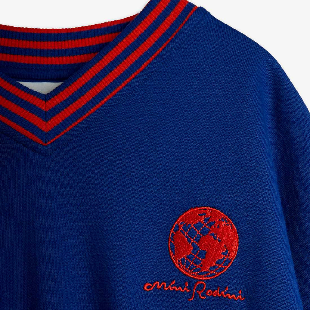 Mini Rodini bluza dziecięca Striped rib earth emb Blue