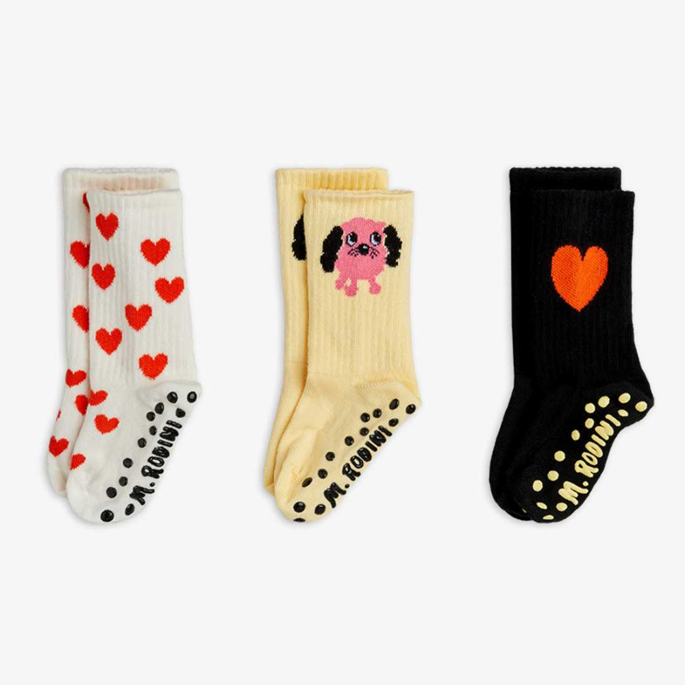 Mini Rodini skarpetki antypoślizgowe 3-pak Doggie Multi