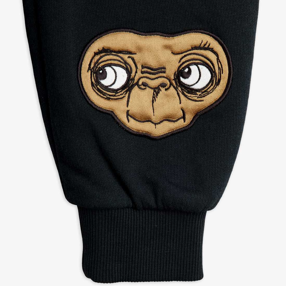Mini Rodini dziecięce spodnie dresowe z aplikacją E.T Black