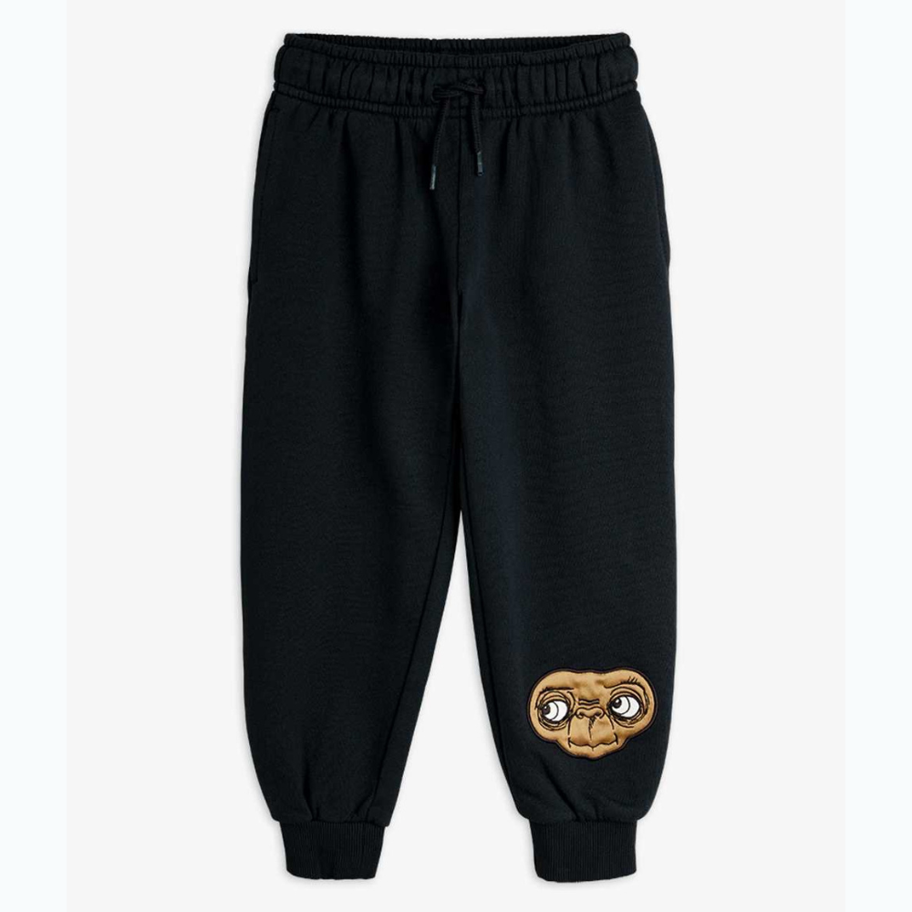 Mini Rodini dziecięce spodnie dresowe z aplikacją E.T Black