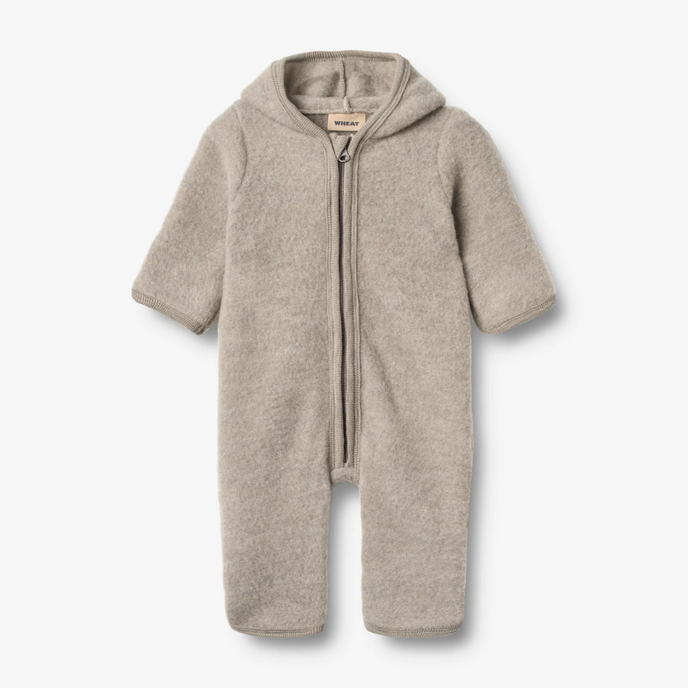 Wheat kombinezon dziecięcy z wełny merino Alta khaki melange