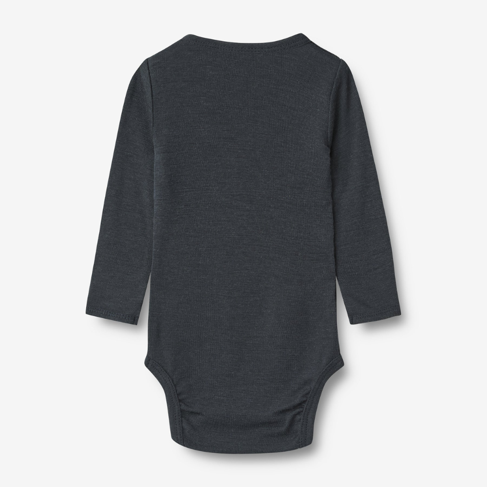 Wheat Body niemowlęce z długim rękawem z wełny merino Lucca navy