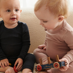 Wheat Body niemowlęce z długim rękawem z wełny merino Lucca dry rose