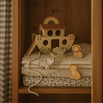 Mrs Ertha Drewniana łódź na kółkach Buddy Boat Noah's Ark Boat Wooden Puzzle