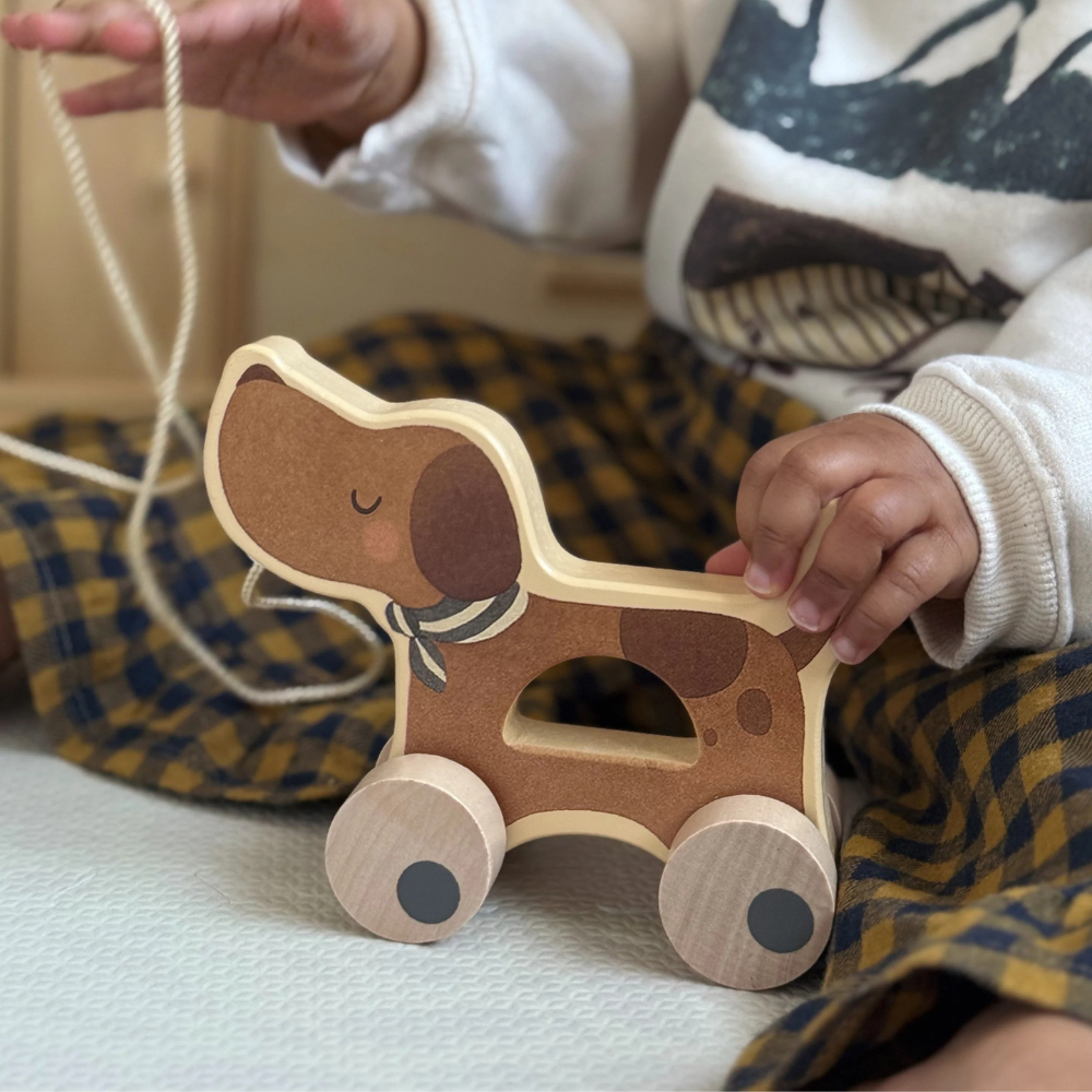 Mrs Ertha Drewniany piesek na kółkach Poppy