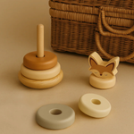 Mrs Ertha edukacyjne drewniane puzzle Stackaboo Lisek