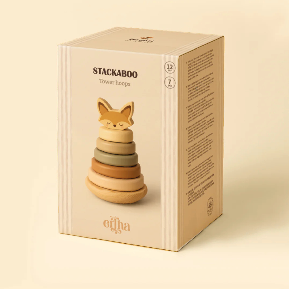 Mrs Ertha edukacyjne drewniane puzzle Stackaboo Lisek