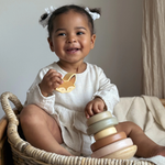 Mrs Ertha edukacyjne drewniane puzzle Stackaboo Lisek